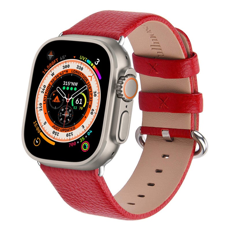 Fullmosa Leather Strap Compatible with Apple Watch Strap 44mm 42mm 45mm 49mm, Genuine Leather Replacement Strap Compatible with iWatch Series Ultra 9 8 7 6 SE 5 4 3 2 1 Sports & Edition, Men and Women - Image 1