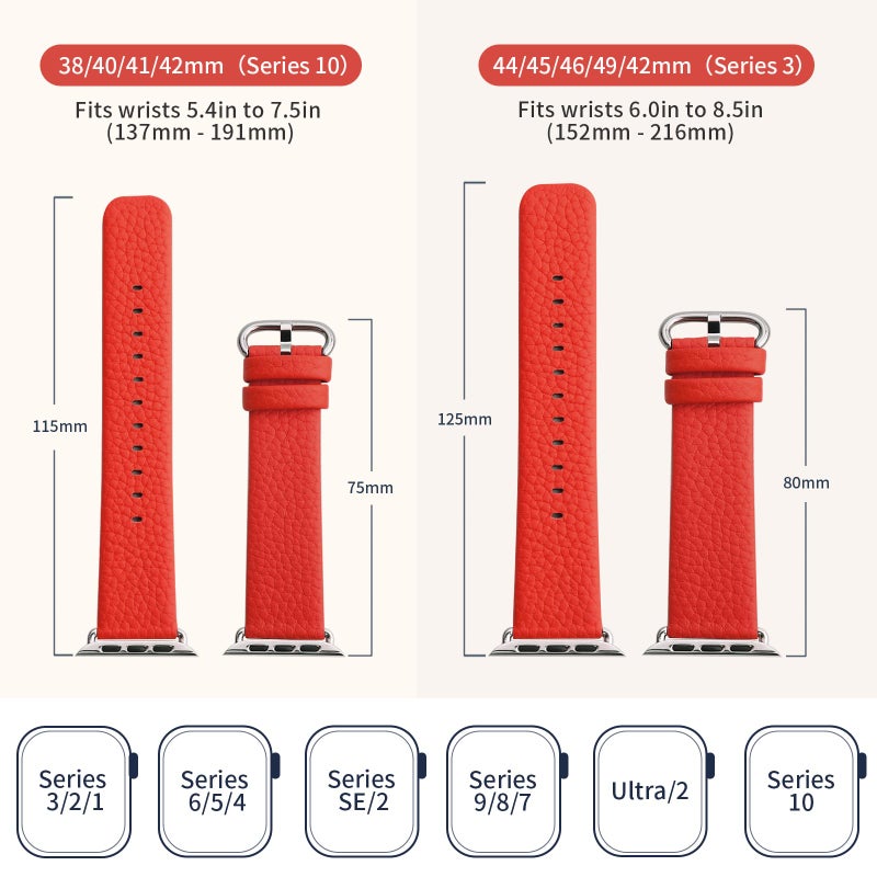 Fullmosa Leather Strap Compatible with Apple Watch Strap 44mm 42mm 45mm 49mm, Genuine Leather Replacement Strap Compatible with iWatch Series Ultra 9 8 7 6 SE 5 4 3 2 1 Sports & Edition, Men and Women - Image 3