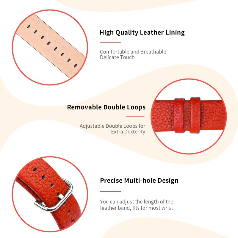 Fullmosa Leather Strap Compatible with Apple Watch Strap 44mm 42mm 45mm 49mm, Genuine Leather Replacement Strap Compatible with iWatch Series Ultra 9 8 7 6 SE 5 4 3 2 1 Sports & Edition, Men and Women - Image 5