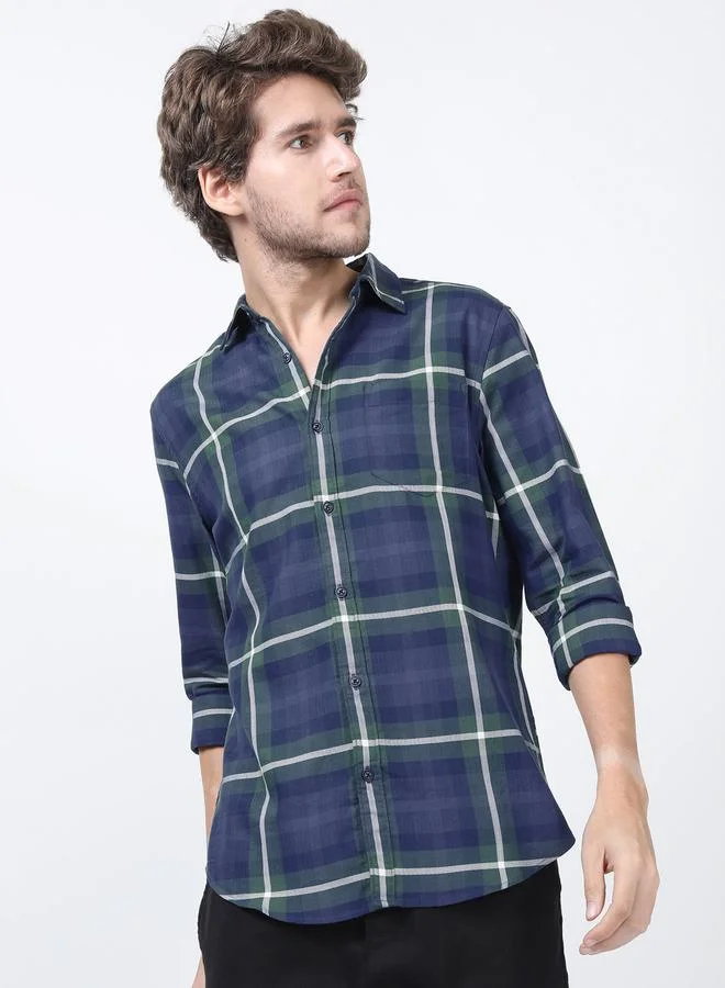 هاي لاندر Plaid Checked Slim Fit Shirt with Long Sleeves by Styli