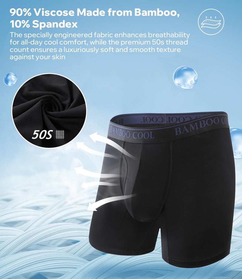 BAMBOO COOL Men's Ultra-Soft Boxer Briefs Underwear for Men Tag-Free No Ride-Up Mens Underwear - Image 4