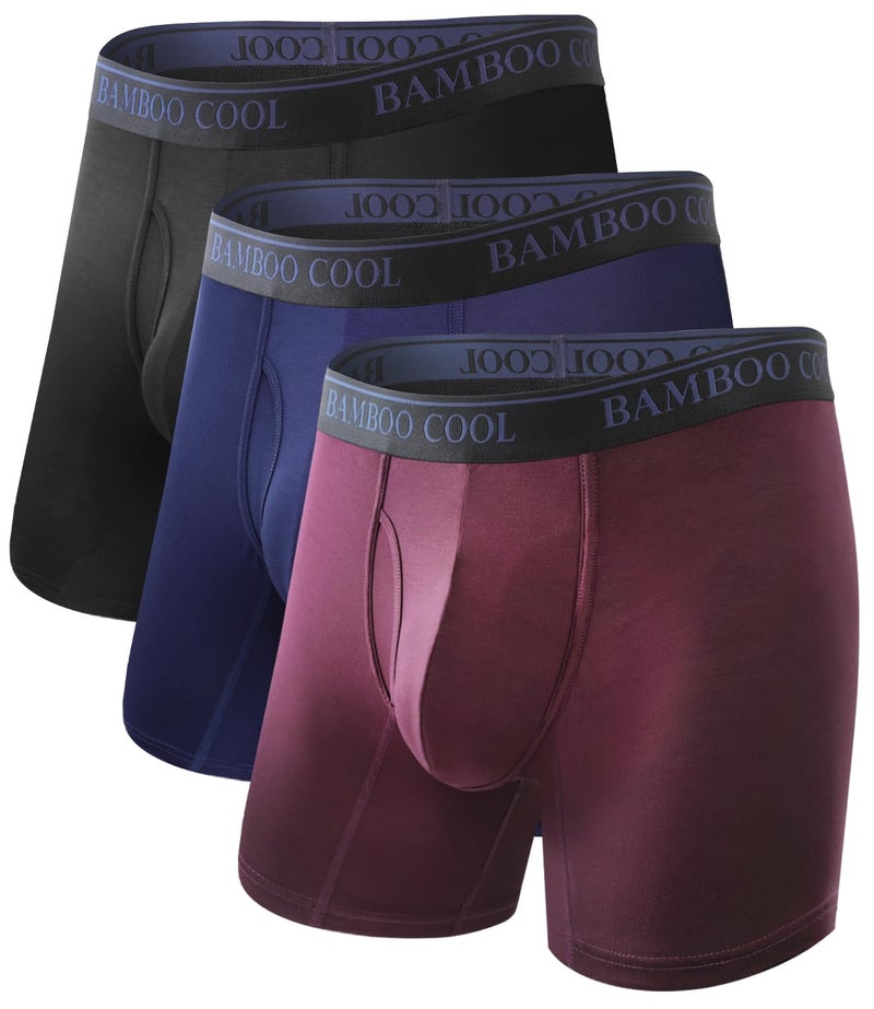 BAMBOO COOL Men's Ultra-Soft Boxer Briefs Underwear for Men Tag-Free No Ride-Up Mens Underwear - Image 1