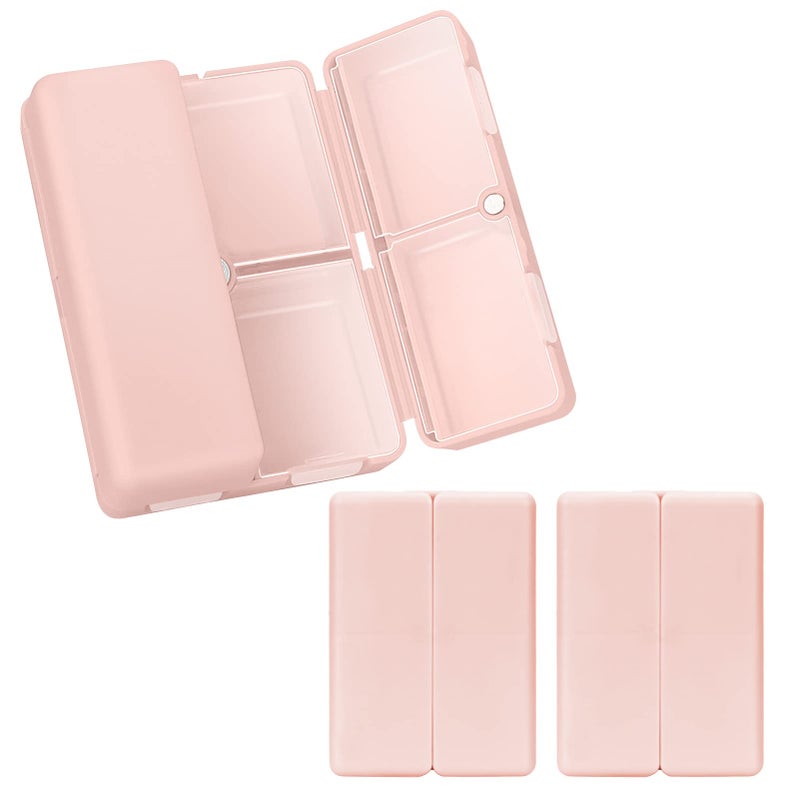 FYY Daily Pill Organizer2 Pcs 7 Compartments Portable Pill Case Travel Pill OrganizerFolding Design Pill Box for Purse Pocket to Hold VitaminsCod Liver OilSupplements and MedicationPink