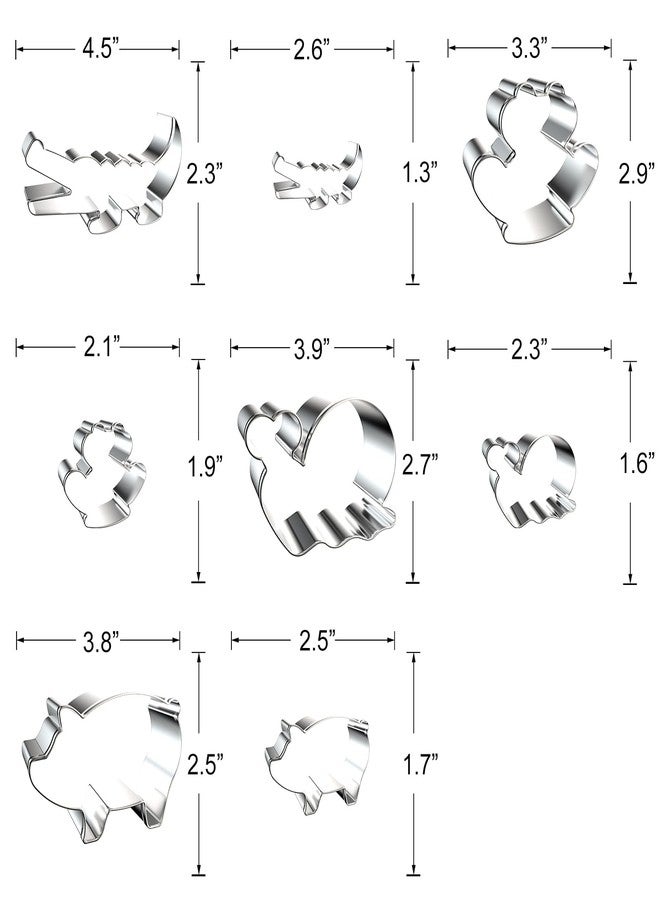 azflyife Alligator, Frog, Snail and Pig Cookie Cutter Set - Large and Small - 8 Piece Safari Zoo Animal Insect Stainless Steel Metal Biscuit Fondant Mold Cookie Cutters Shapes for Baking - Image 2