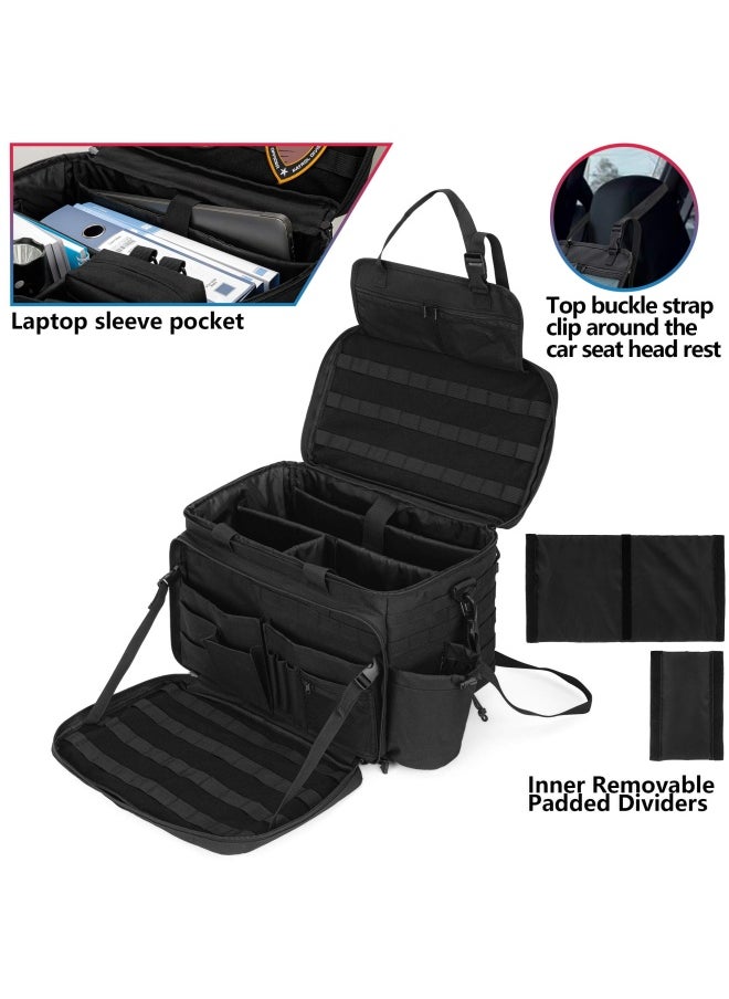 Trunab - Trunab Patrol Bag Police Gear Bag Car Front Seat Organizer For Law Enforcement Military Duty Bag With 15.6” Laptop Sleeve Cups Holder Molle Strips Fits Vehicle Passenger Seat - Image 1