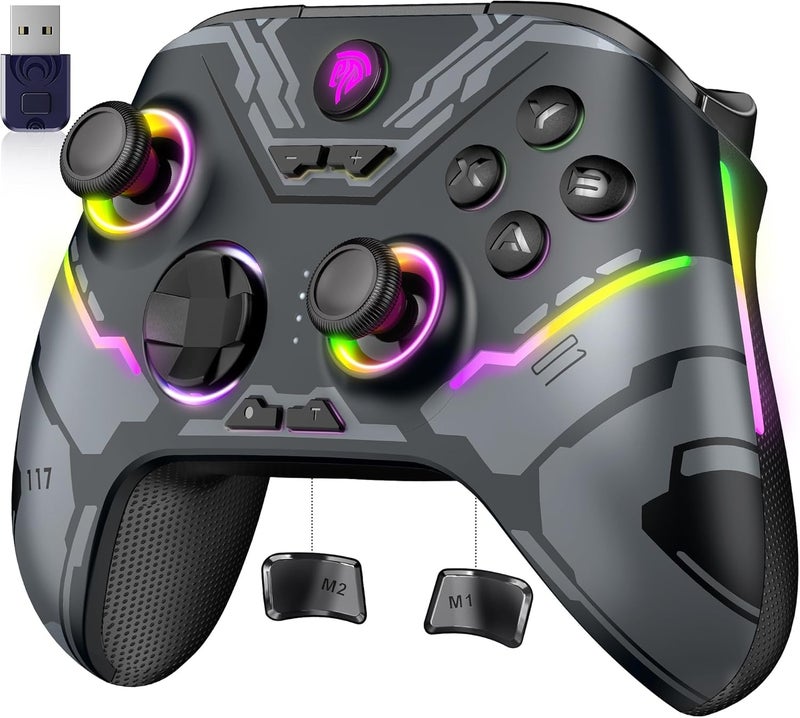 TERRIFI X15 Wireless PC Controller, Gaming Controller with 7 RGB Lights, Hall Joystick & Trigger, Bluetooth Compatible with PC, Switch, Mobile Phone, and Tablet, Black - Image 1