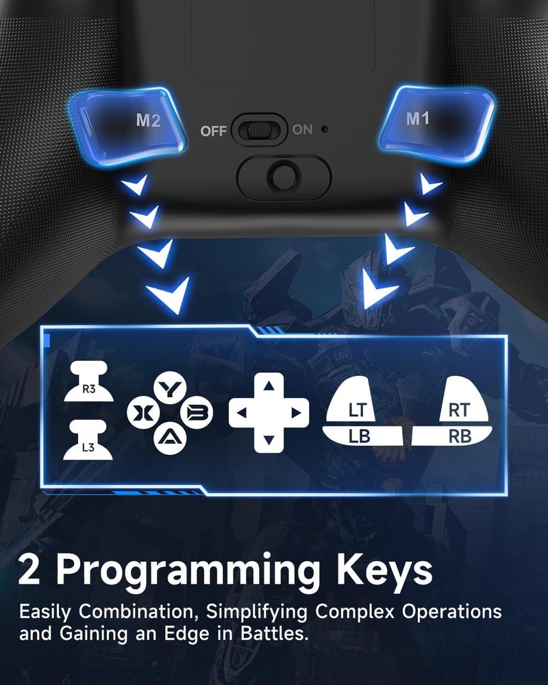 TERRIFI X15 Wireless PC Controller, Gaming Controller with 7 RGB Lights, Hall Joystick & Trigger, Bluetooth Compatible with PC, Switch, Mobile Phone, and Tablet, Black - Image 5