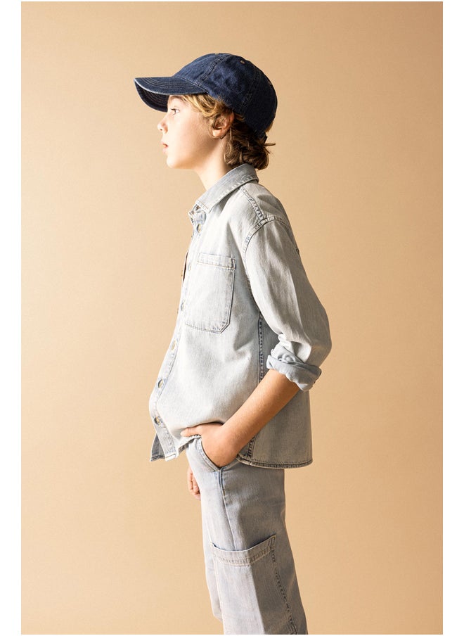 DeFacto - Boy Oversize Fit Polo Neck Denim Long Sleeve Shirt - Image 1
