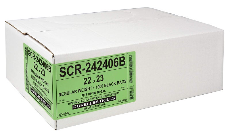 Aluf Plastics 7-10 Gallon Trash Bags - (Commercial 1000 Pack) - Source Reduction Series Value High Density 6 Micron Gauge (equiv) - Intended for Home  Office  Bathroom  Paper  Styrofoam - Black - Image 3