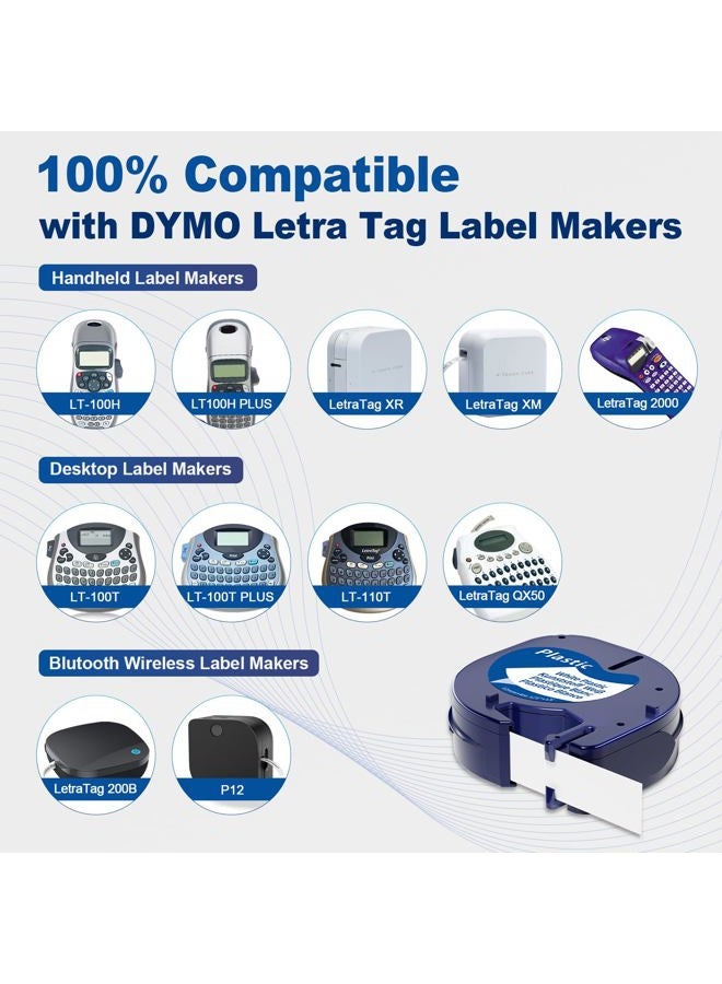 Aonomi Replace DYMO LetraTag Labeling Refills Self-Adhesive Paper Plastic Tape 91330 91331 16952 Compatible with DYMO LetraTag LT-100T LT-100H Label Makers 1/2'' - Image 4