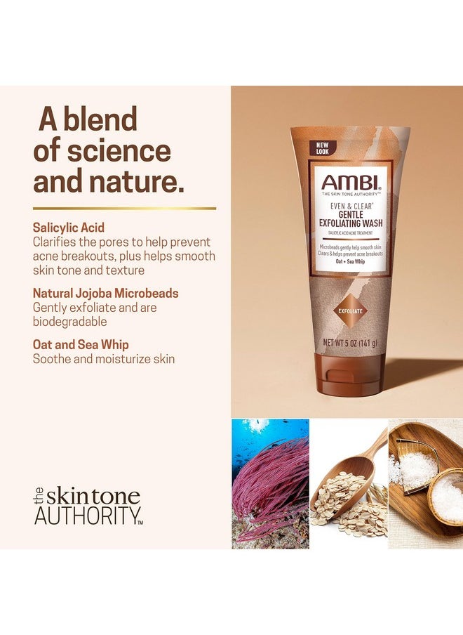 ambi - Ambi Even & Clear Gentle Exfoliating Wash with Oat and Sea Whip, Salicylic Acid Acne Treatment, Helps Clear & Prevent Breakouts, Exfoliates to Help Smooth Skin Tone & Texture, 5 Ounce - Image 1
