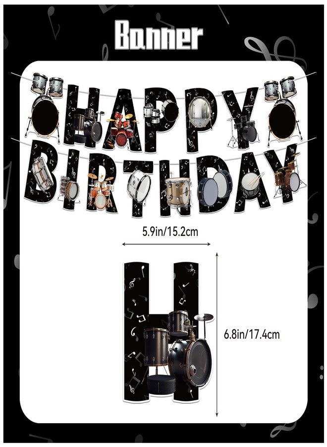 LHDUOFA Drum Party Supplies Music Drum Birthday Party Decorations Includes Drums Happy Birthday Banner Cake Topper Cupcake Toppers Balloons for Drummers Birthday Party Baby Shower Decorations - Image 3