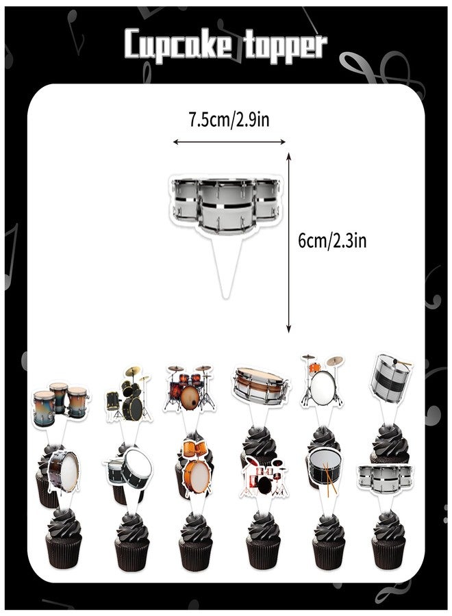 LHDUOFA Drum Party Supplies Music Drum Birthday Party Decorations Includes Drums Happy Birthday Banner Cake Topper Cupcake Toppers Balloons for Drummers Birthday Party Baby Shower Decorations - Image 5