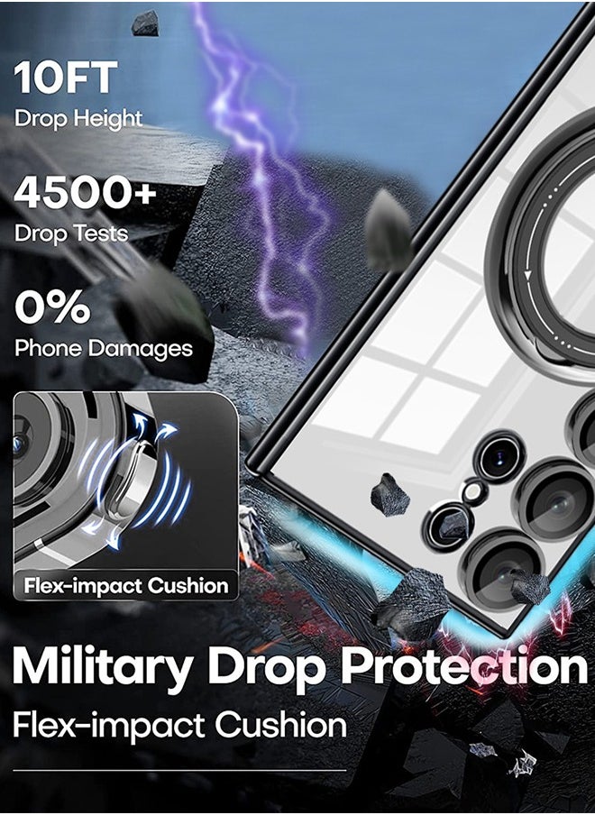DUNISO - Samsung Galaxy S24 Ultra Phone Case Full Body Protective Phone Cover Anti-fall Anti-fingerprint Clear Phone Case with Phone Holder and Wireless Charging for Samsung Galaxy S24 Ultra 5G Phone Case - Image 1