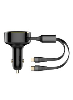 LDNIO Car Charger 30W Fast Charging Retractable Type-C and Lightning Cable Quick Mobile Phone Charger for iPhone 14/14Pro Max/13/12/11 Series Samsung , Huawei, Xiaomi and many more Black  - Image 5
