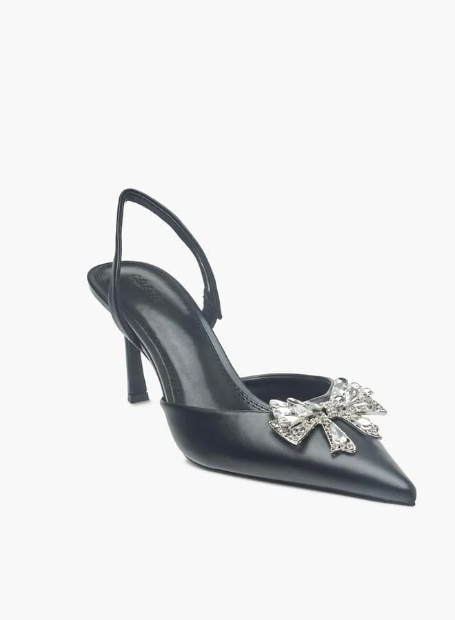 سيليست حذاء نسائي بحزام وكعب ستيليتو مزين بفيونكة