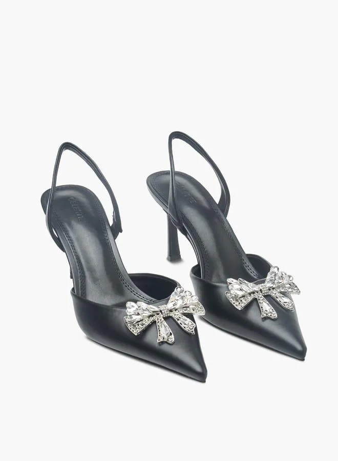 سيليست حذاء نسائي بحزام وكعب ستيليتو مزين بفيونكة