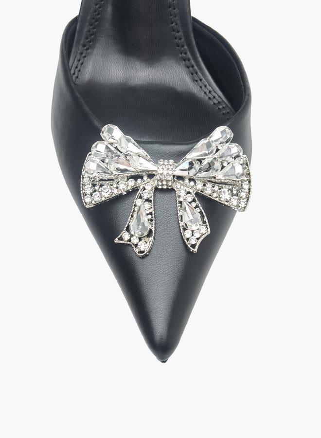 سيليست حذاء نسائي بحزام وكعب ستيليتو مزين بفيونكة - Image 4