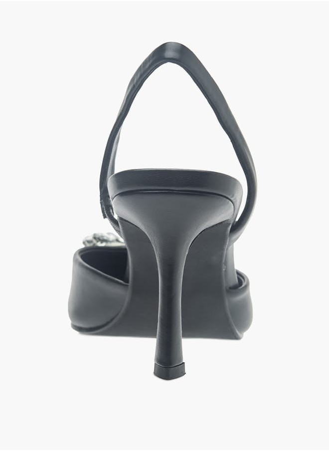 Celeste Womens Bow Embellished Slingback Shoes With Stiletto Heels Ramadan Collection  - Image 5