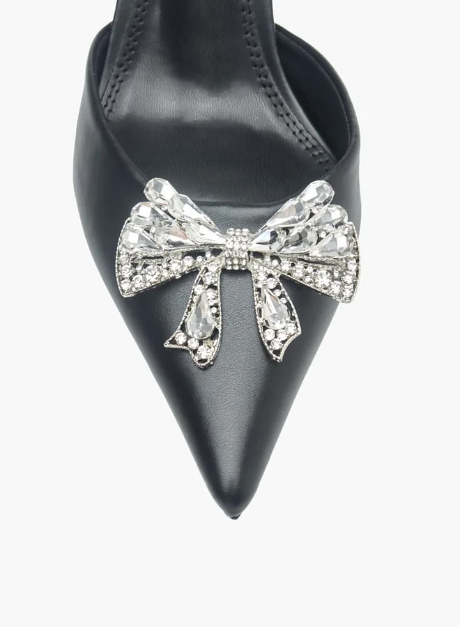 Celeste Womens Bow Embellished Slingback Shoes With Stiletto Heels