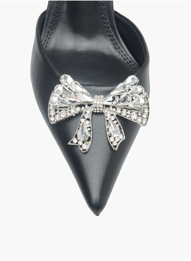 Celeste Womens Bow Embellished Slingback Shoes With Stiletto Heels Ramadan Collection  - Image 4