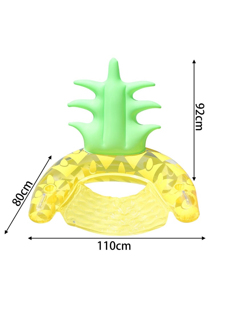 Pineapple Inflatable Pool Float Chair, Floating Water Hammock Lounge with Cup Holders, 110cm Summer Beach Float for Adults - Image 2