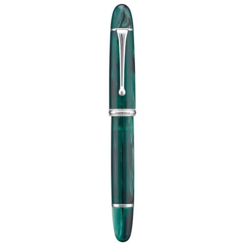 Asvine V800 Fountain Pen Vacuum Filling System with Large Ink CapacityNumber 8 Stub Nib 11mm Calligraphy Art Drawing with Wrench Green Acrylic - Image 1