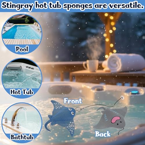 ZYIDBNG Stingray Hot Tub Scum Absorber Reusable Washable for Spa Scum Ray Floating Hot Tub Oil Absorber Cleaner Accessories for Adults (2 Pack, Stingray) - Image 5