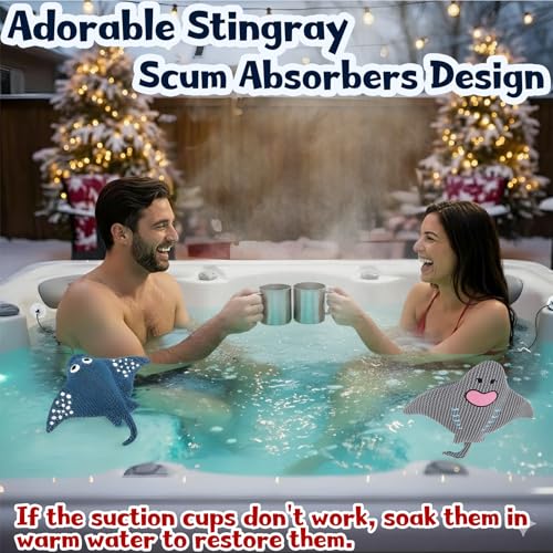 ZYIDBNG Stingray Hot Tub Scum Absorber Reusable Washable for Spa Scum Ray Floating Hot Tub Oil Absorber Cleaner Accessories for Adults (2 Pack, Stingray) - Image 2
