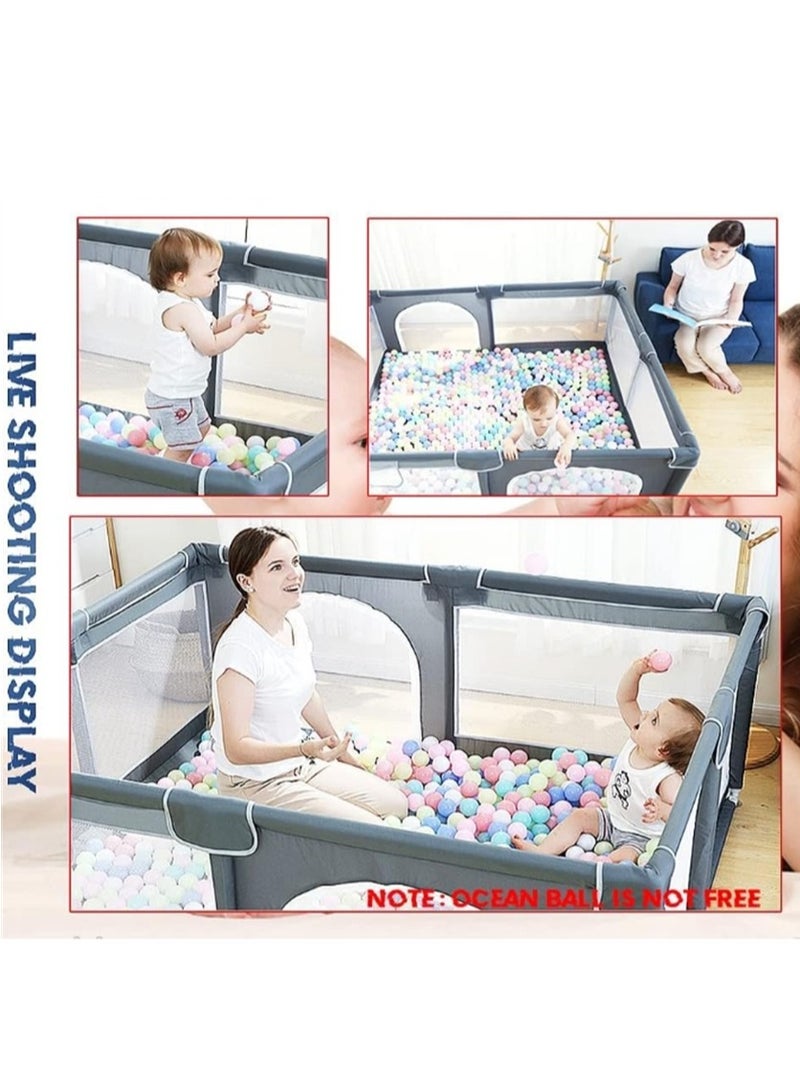 Baby Playpen, Indoor Game Fence for Children, Large Portable Toddler Safety Fence Baby Crawling Playground with Breathable Mesh and Zipper Door (Dark Grey 200*180) - Image 3