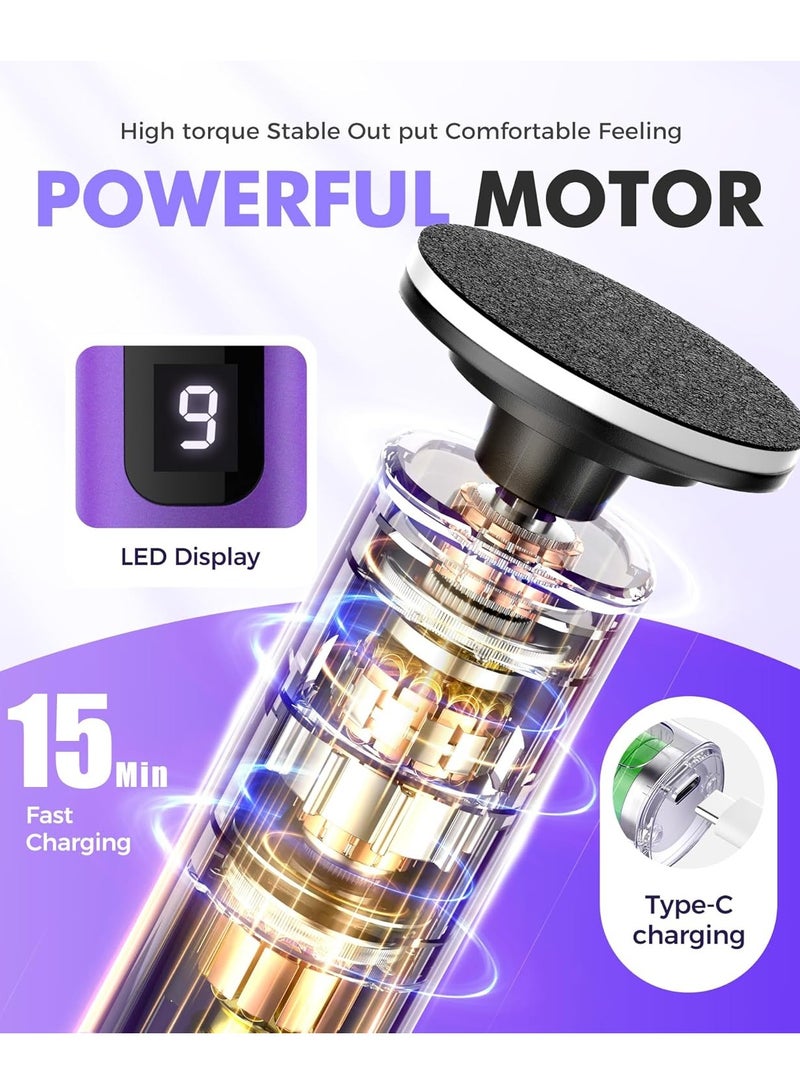 إيفرين مزيل مسامير القدمين الكهربائي، محمول 1800 مللي أمبير/ساعة قابل لإعادة الشحن، 1-9 إعدادات سرعة قابلة للتعديل، مبرد قدم كهربائي للباديكير المستقر والعناية بالأظافر، للاستخدام المنزلي وأثناء السفر - Image 3