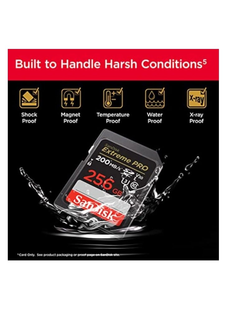 Extreme Pro SDXC card + RescuePRO Deluxe, up to 200MB/s, UHS I, Class 10, U3, V30 SDSDXXD 256G GN4IN, Black - Image 2