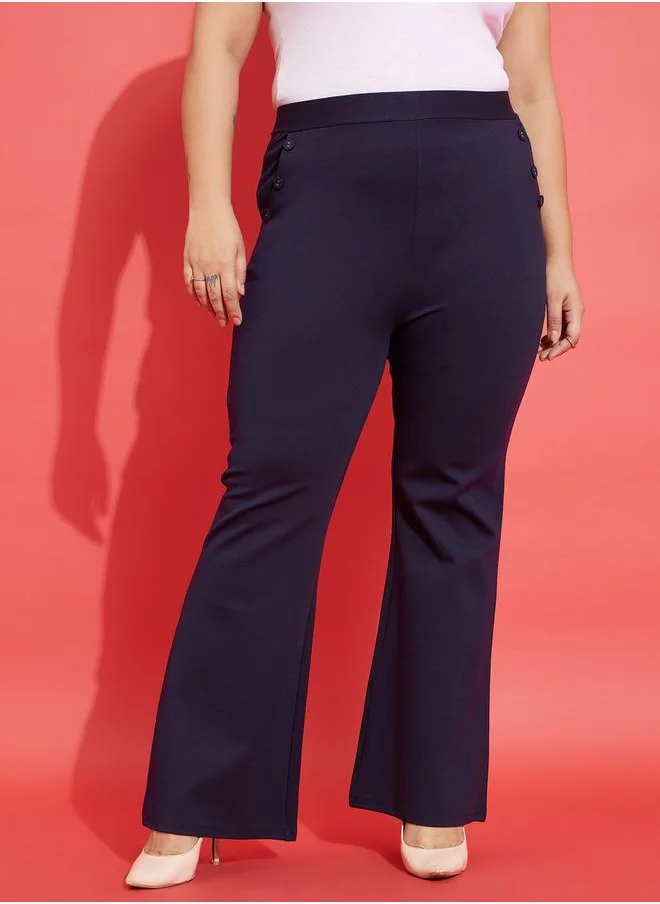 ساسافراس Button Bell Bottom Trousers with Pockets by Styli
