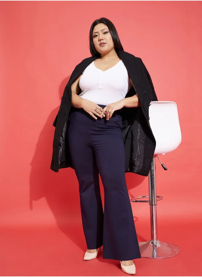 ساسافراس Button Bell Bottom Trousers with Pockets by Styli