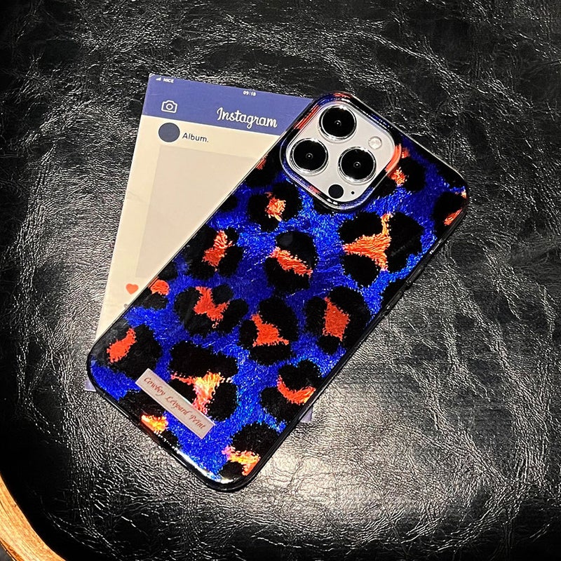Apple iPhone 16 Pro Phone Case, TPU Shockproof, Fashionable Retro Glossy Denim Leopard Print Drop-Proof Phone Case - Image 2