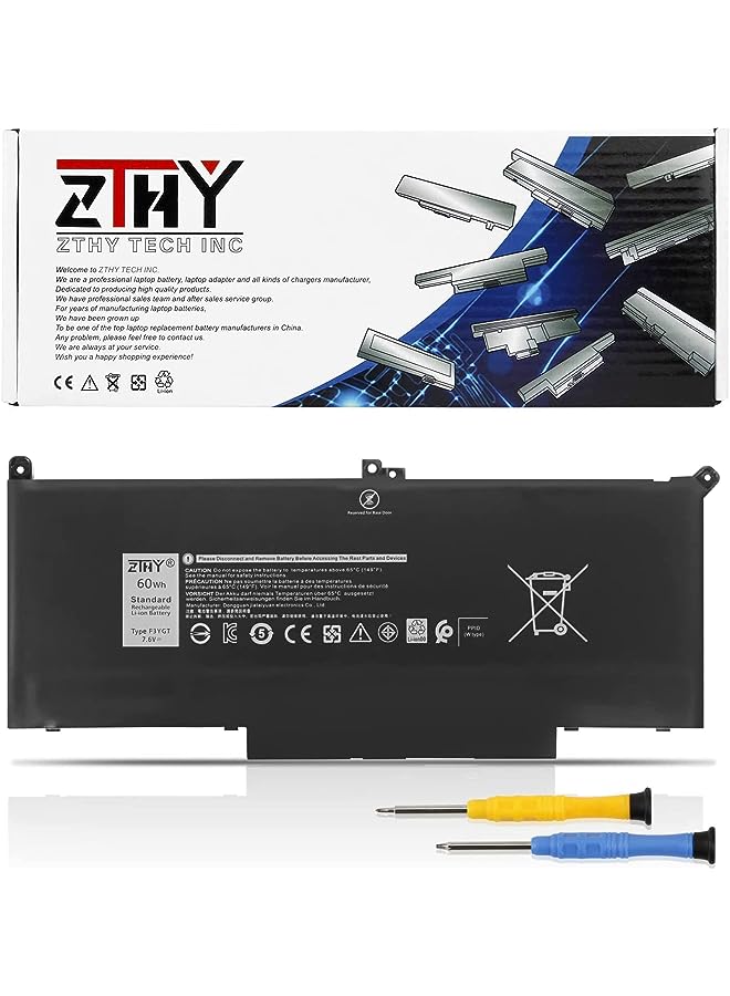 ZTHY 60Wh F3Ygt Laptop Battery For Dell Latitude 7480 7390 7280 7290 7380 7490 E7280 E7480 E7490 12 7000 13 7000 14 7000 Series P73G P73G002 P28S002 Odm3Wc Dm6Wc Dm3Wc 2X39G Kg7Vf 451-Bbye 453-Bbcf - Image 1