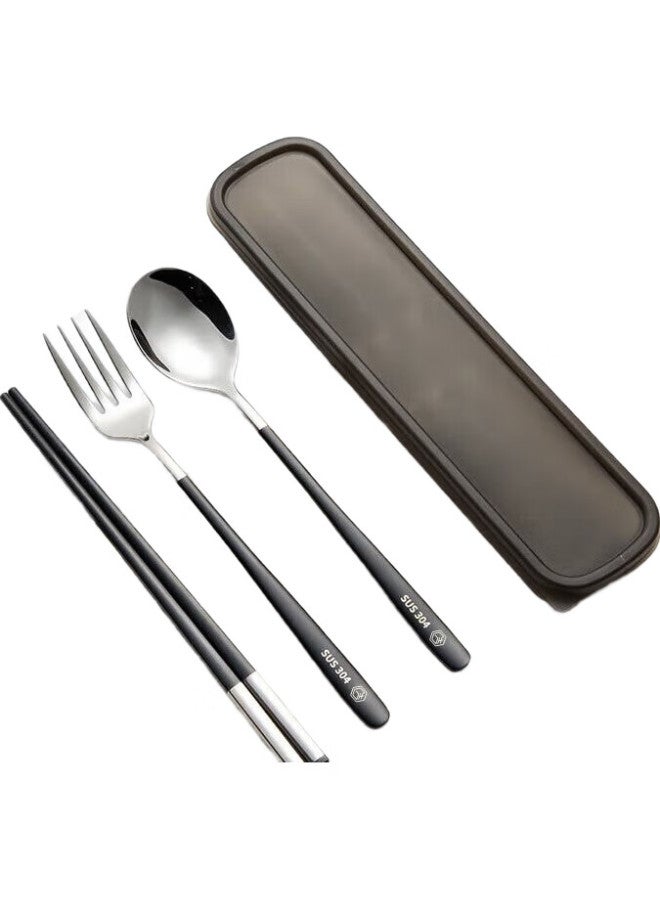 JD.com Jingzao 304 Stainless Steel Spoon And Fork Set, Alloy Chopsticks Travel Kit, Portable Cutlery Set For Students - Image 3