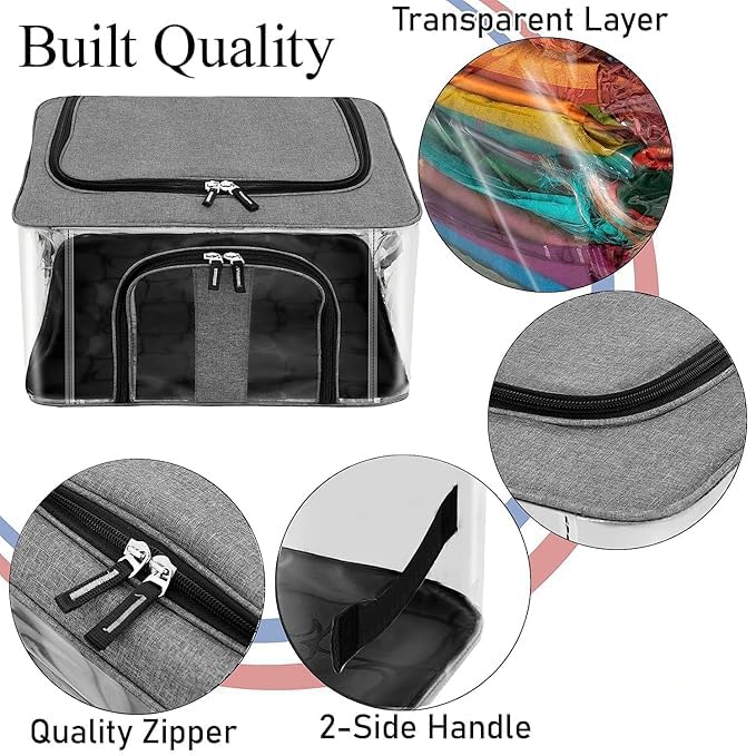 Zollyss Underbed Storage Box, 33L Nylon PVC Transparent Moisture Proof, 44 x 31 x 24 cm, Grey (Grey, Pack of 1) - Image 4