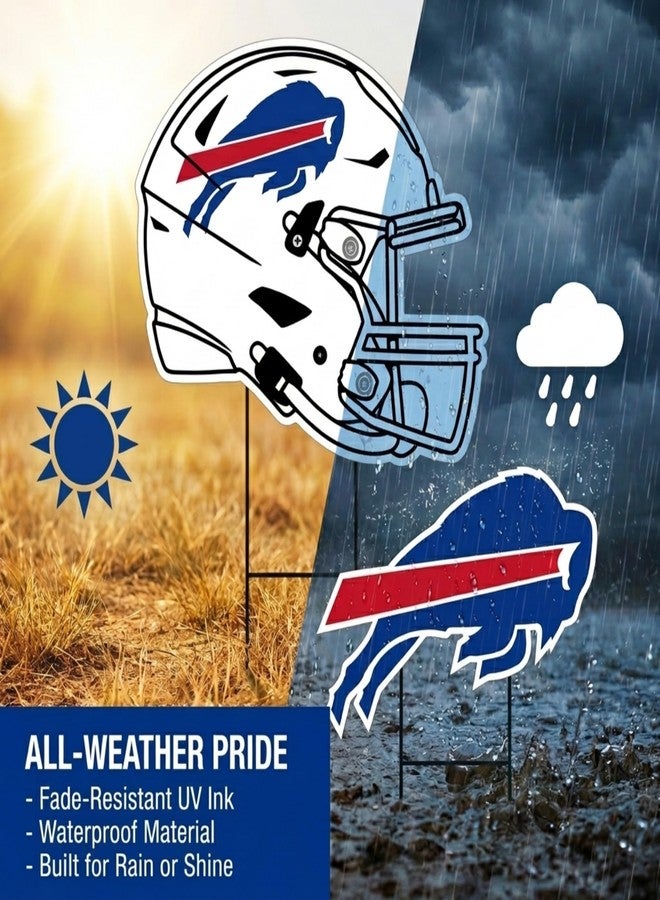 Proformance Home NFL Buffalo Bills Logo & Helmet 2 Pack Yard Sign Set - Image 5