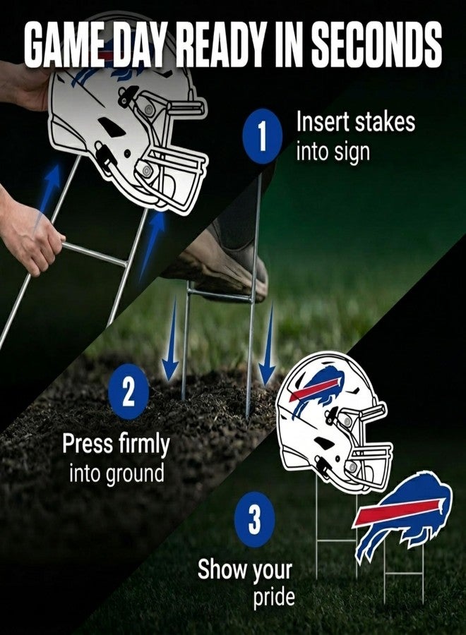 Proformance Home NFL Buffalo Bills Logo & Helmet 2 Pack Yard Sign Set - Image 4