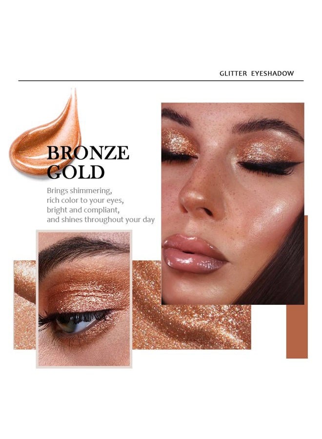 SUAKE 6 Pcs Glitter Eyeshadow Makeup Kit - Black, Champagne, Silver, Gold Shimmer Metallic Eye Shadow - Quick-Drying, Long Lasting Eyeliner for Eyeshadow Palette - Image 3