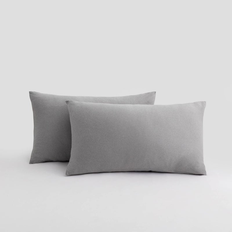 N&Y HOME 2-Pack Stretch Pillow Cases - Jersey Knit & Envelope Closure Pillowcases with Ultra Soft T-Shirt Like Polyester Blend - Suitable for Queen or Standard Size Set of 2  Light Heather Gray