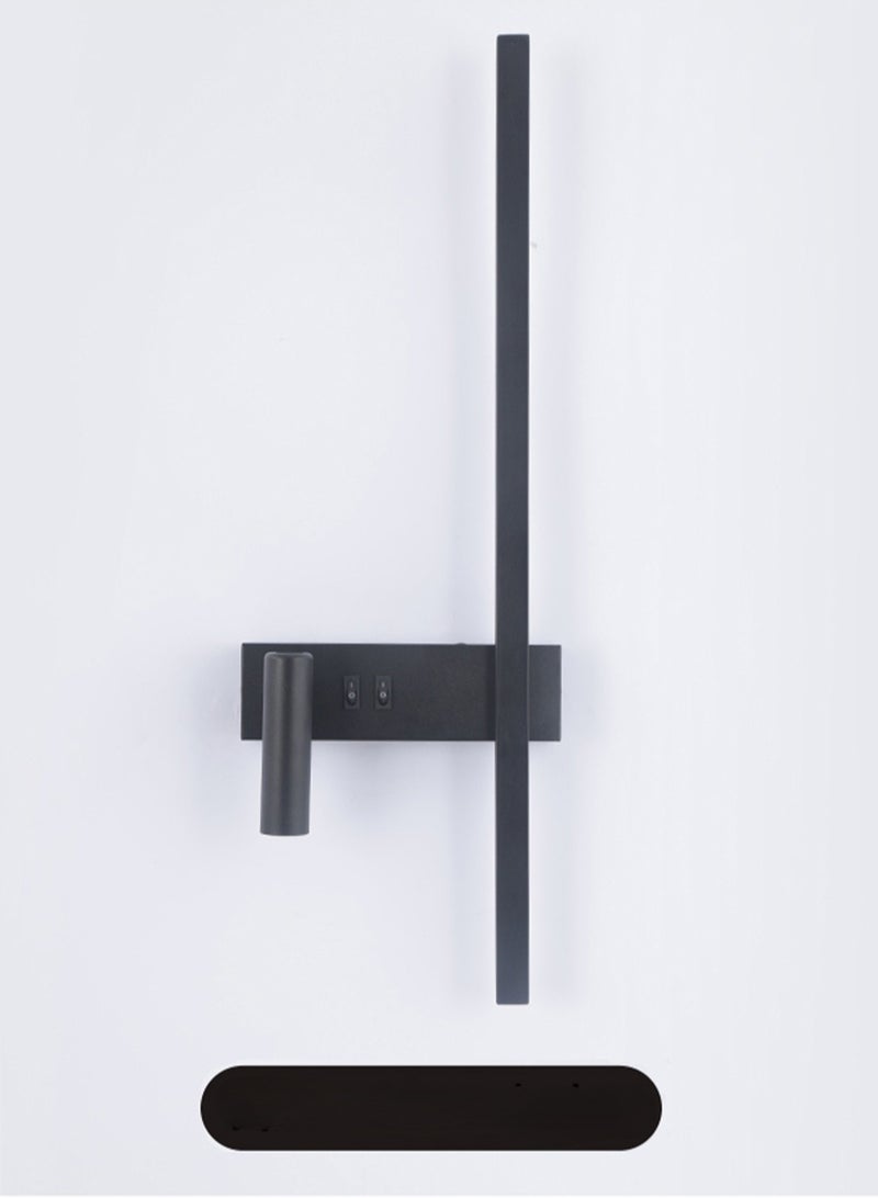 LOOPITYS Minimalist LED strip wall light (black, 60CM, 3000K warm light) LED bedroom wall light with spotlight - indoor wall light - perfect for wall decoration - LED indoor light - indoor lighting - room decoration - light - bedside table - bedroom - Image 5