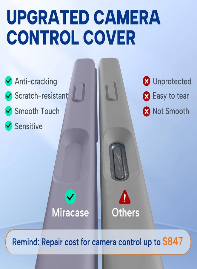 ميراكيس جراب Miracase المغناطيسي لهاتف iPhone 17 Pro Max، متوافق مع MagSafe، غطاء تحكم مدمج بالكاميرا من السيليكون، جراب سميك 3.0 مم مقاوم للصدمات والسقوط لهاتف 17 Pro Max، لون رمادي لافندر - Image 2
