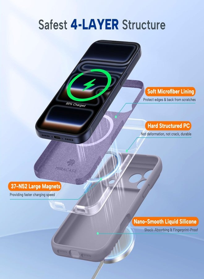 ميراكيس جراب Miracase المغناطيسي لهاتف iPhone 17 Pro Max، متوافق مع MagSafe، غطاء تحكم مدمج بالكاميرا من السيليكون، جراب سميك 3.0 مم مقاوم للصدمات والسقوط لهاتف 17 Pro Max، لون رمادي لافندر - Image 5