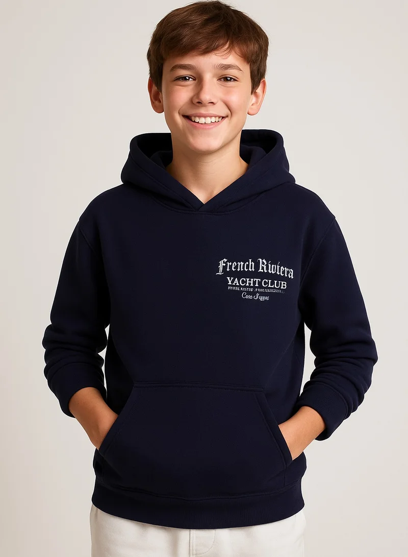 victor and jane Boys' Navy "French Riviera Royal Athl" Hooded Sweatshirt