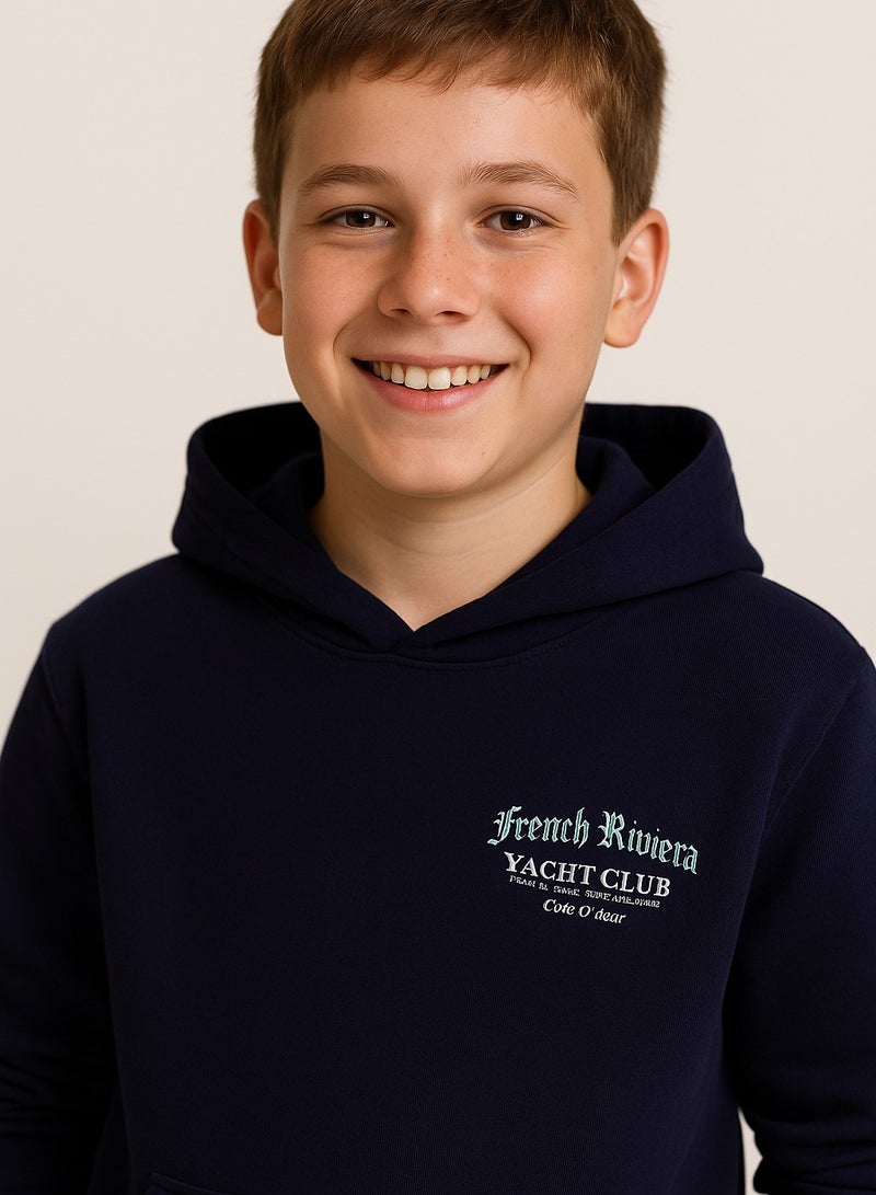 فكتور اند جين سويت شيرت بغطاء رأس للأولاد باللون الكحلي - Image 3