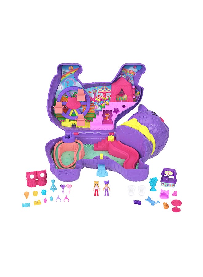 Polly Pocket Micro Dolls & Playset With 23 Surprise Accessories Including Pets, Birthday Party Celebration Kitty Playset, Ferris Wheel Ride - Image 5