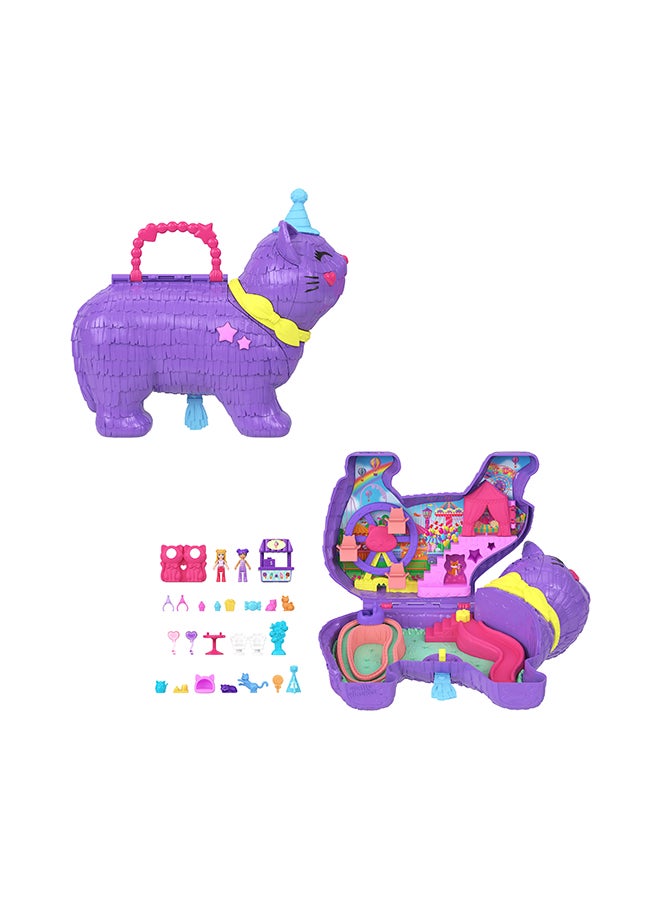 Polly Pocket Micro Dolls & Playset With 23 Surprise Accessories Including Pets, Birthday Party Celebration Kitty Playset, Ferris Wheel Ride - Image 1