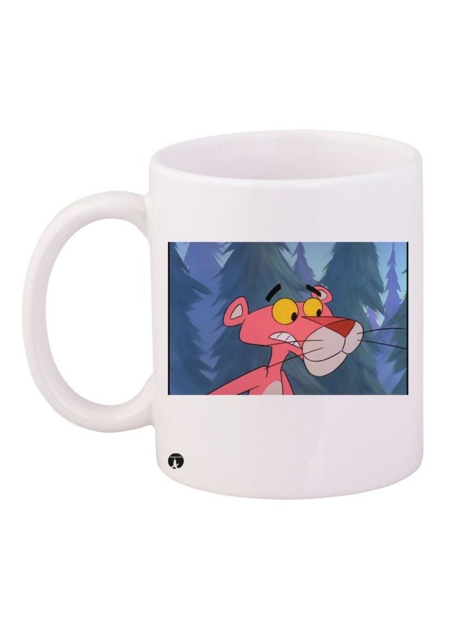 RYN The Pink Panther Printed Coffee Mug White/Pink/Blue 11ounce